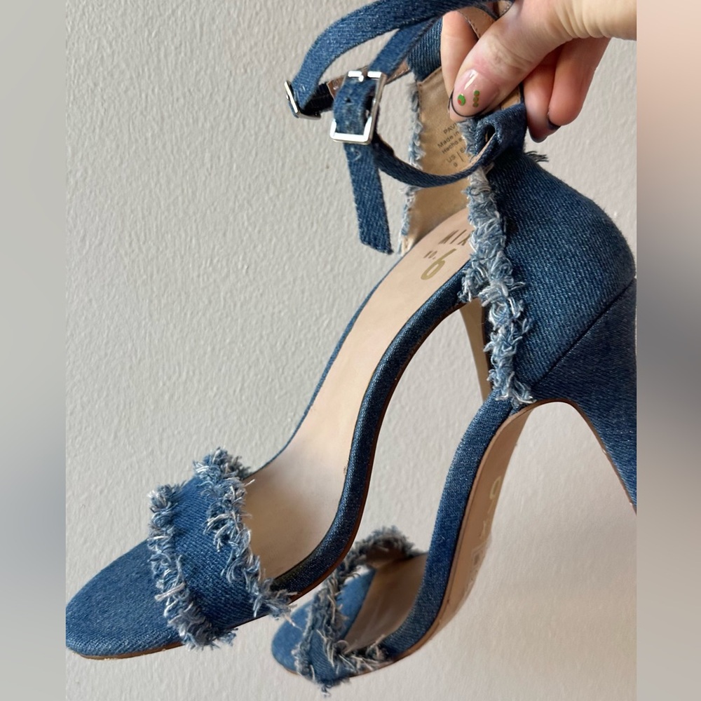 Denim Frayed Strap Stiletto Strappy Heels - PAVIA Mix No 6 - Picture 2 of 5